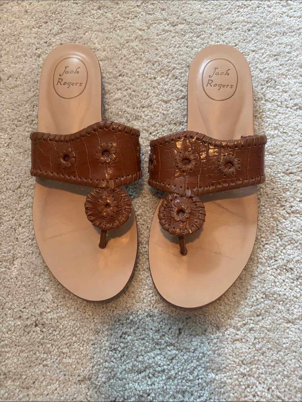 Jack Rogers Cara Croco Thong Sandal — Cognac - Picture 2 of 4